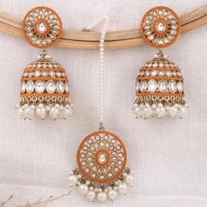 anabia pakistani kundan jhumki earrings with mangtika