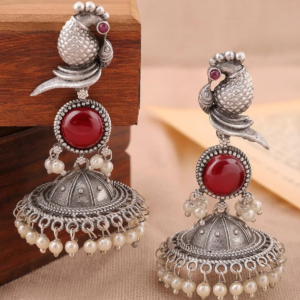 parakeet bird jhumki earrings
