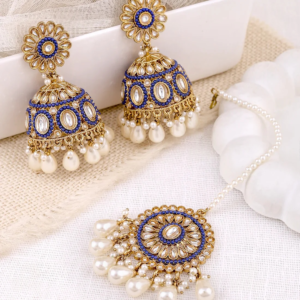 samira pakistani kundan jhumki earrings with mangtika