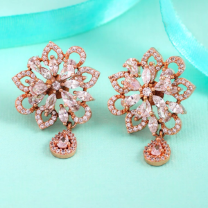 stacy rose gold dangler earrings cze